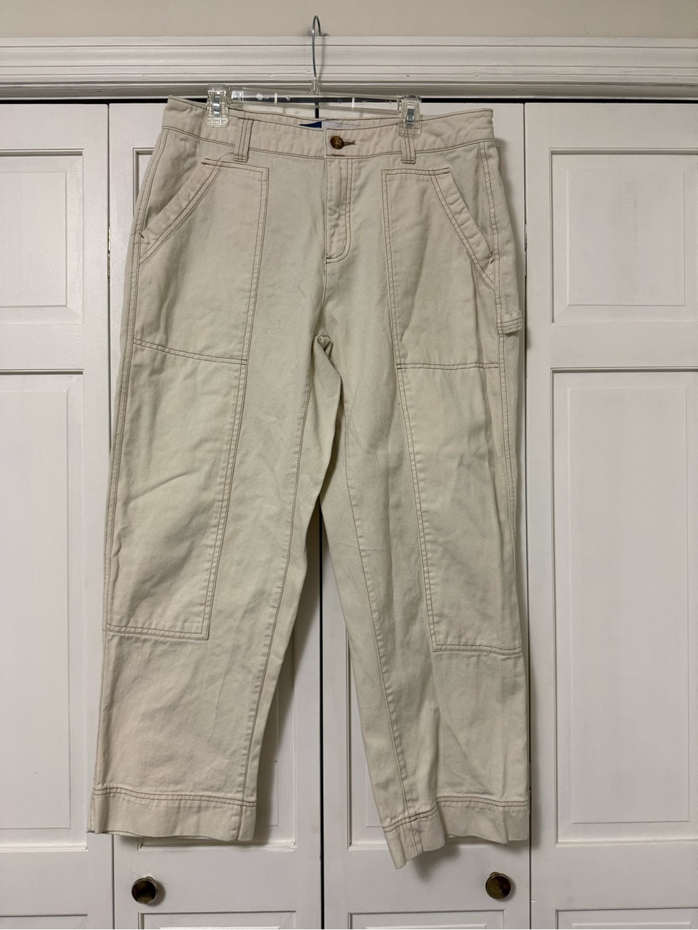 Old Navy High-Rise Straight Size 14 Natural Beige Utility Cargo Style